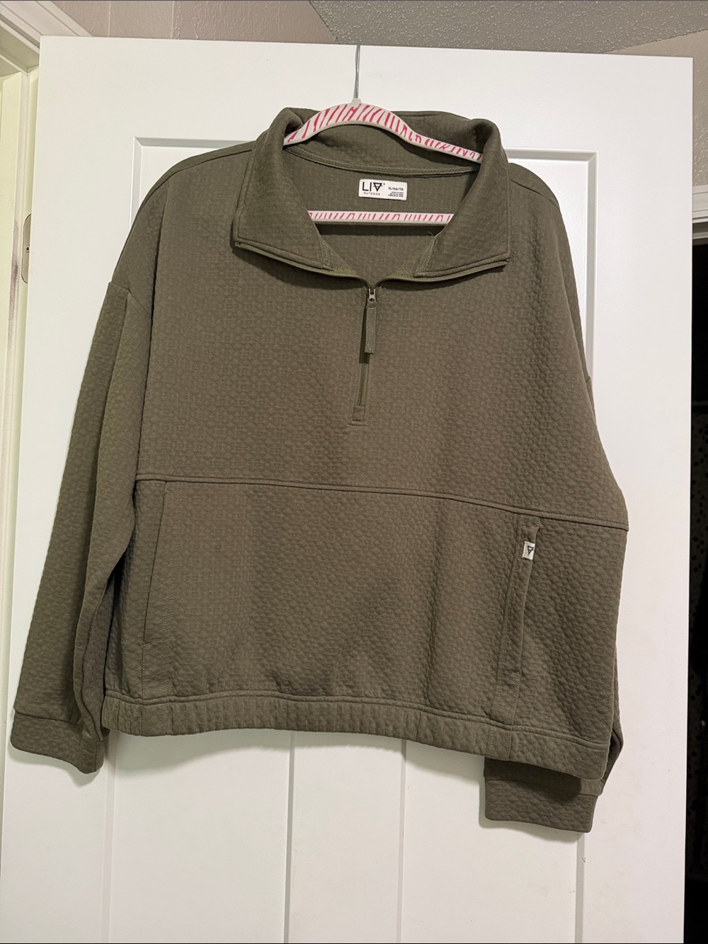 LIV Olive Green Half-Zip Pullover Sweatshirt